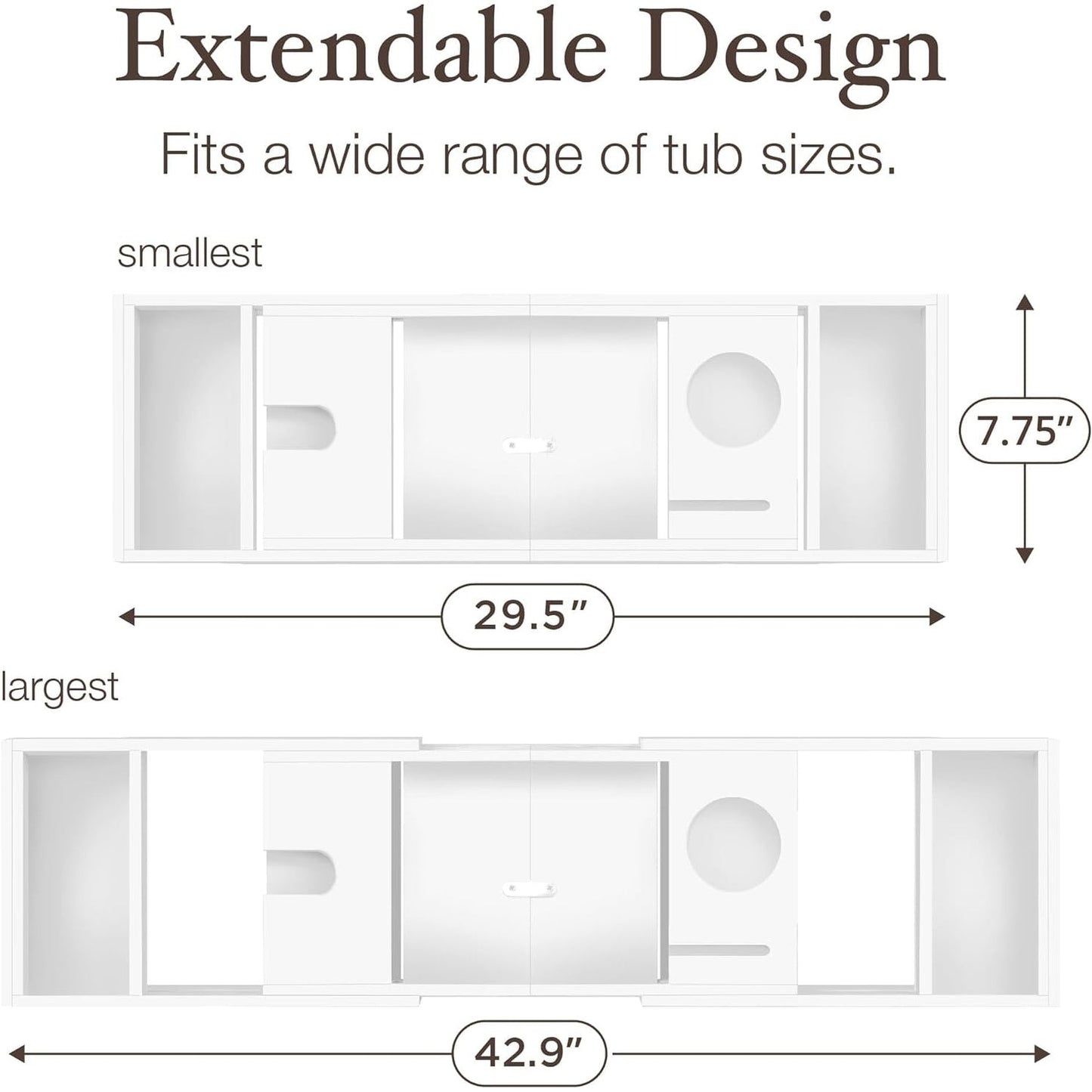Bamboo Bathtub Tray for Tub - Expandable Bath Tray, Book & Tablet Holder - Bath Table, Tub Tray, Bathtub Caddy, Foldable Design