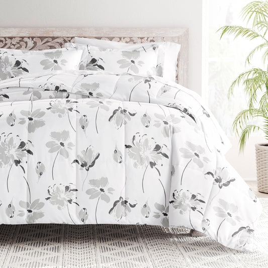 Becky Cameron Premium Magnolia Grey Patterned Comforter Set