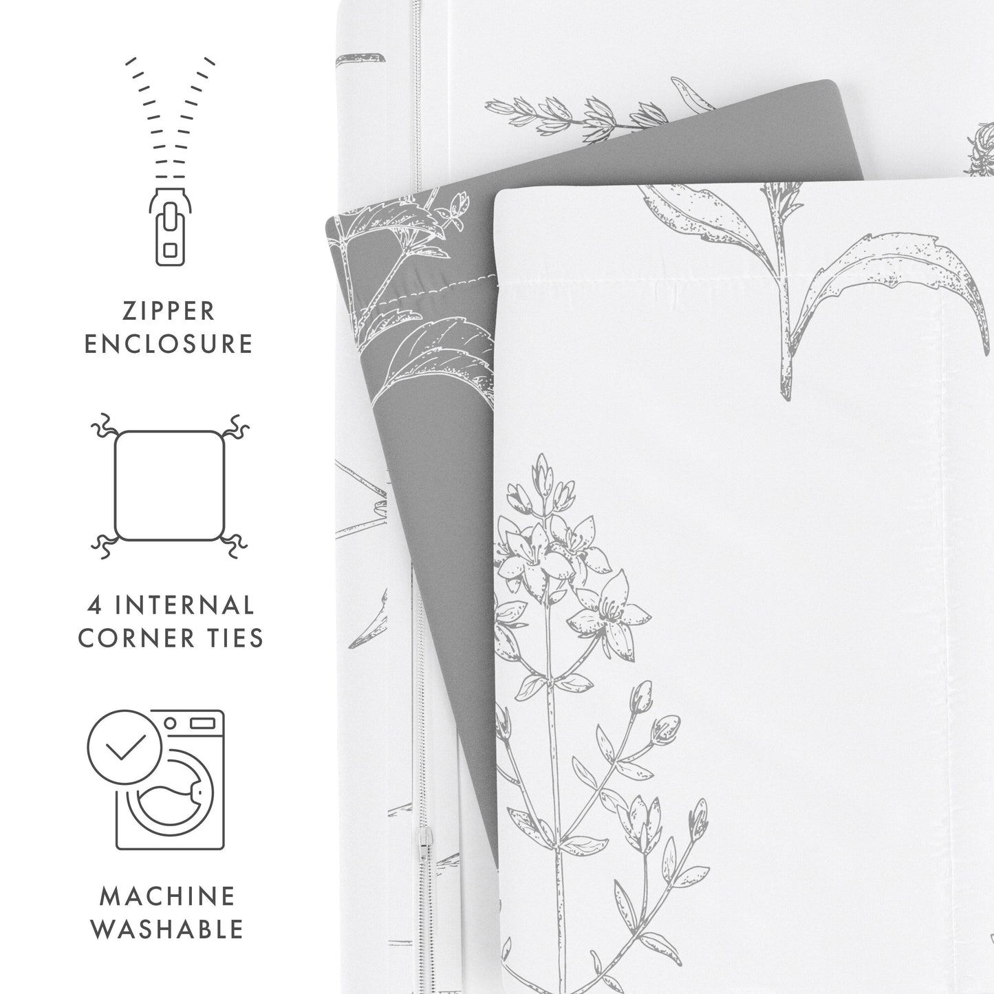 Becky Cameron Ultra Soft Botany Floral 3-Piece Reversible Duvet Cover Set