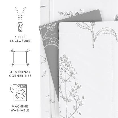 Becky Cameron Ultra Soft Botany Floral 3-Piece Reversible Duvet Cover Set