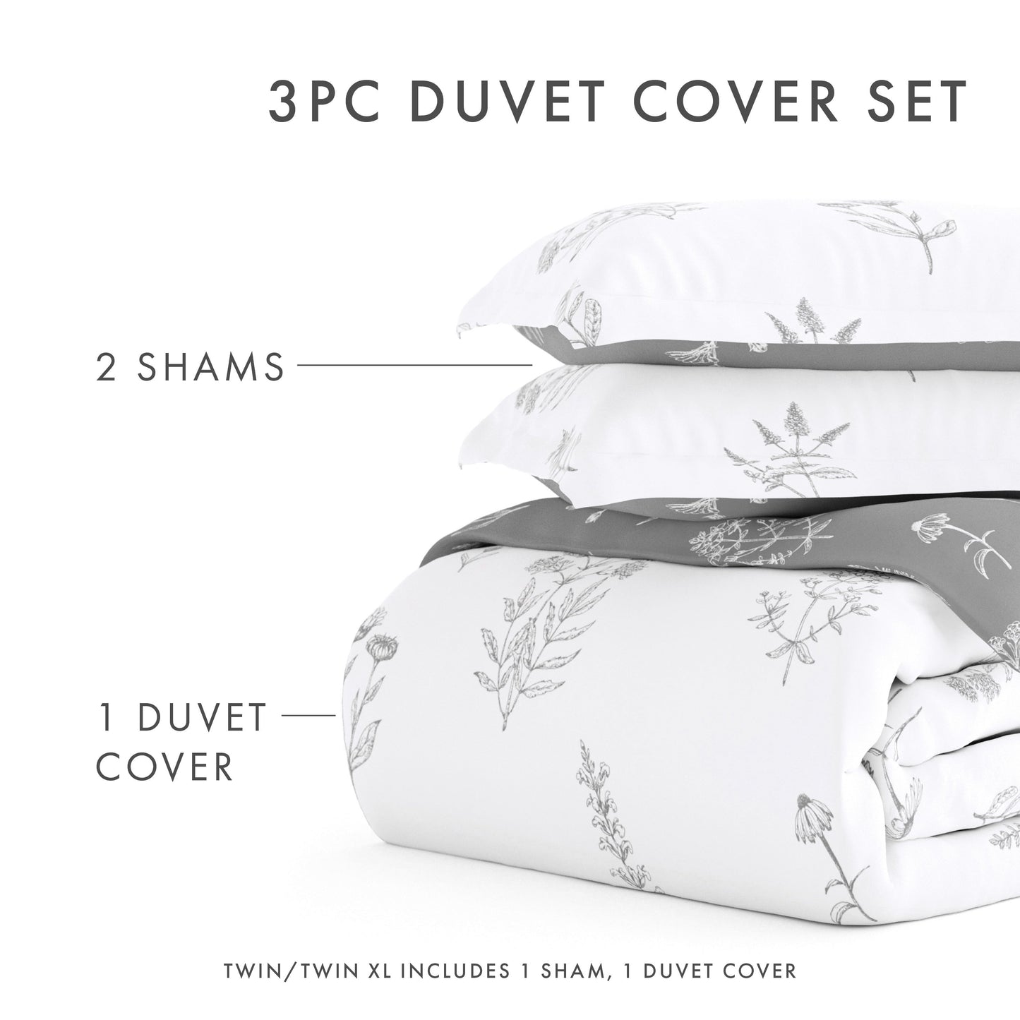 Becky Cameron Ultra Soft Botany Floral 3-Piece Reversible Duvet Cover Set