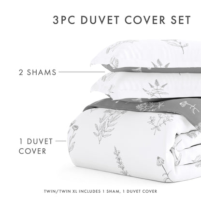 Becky Cameron Ultra Soft Botany Floral 3-Piece Reversible Duvet Cover Set