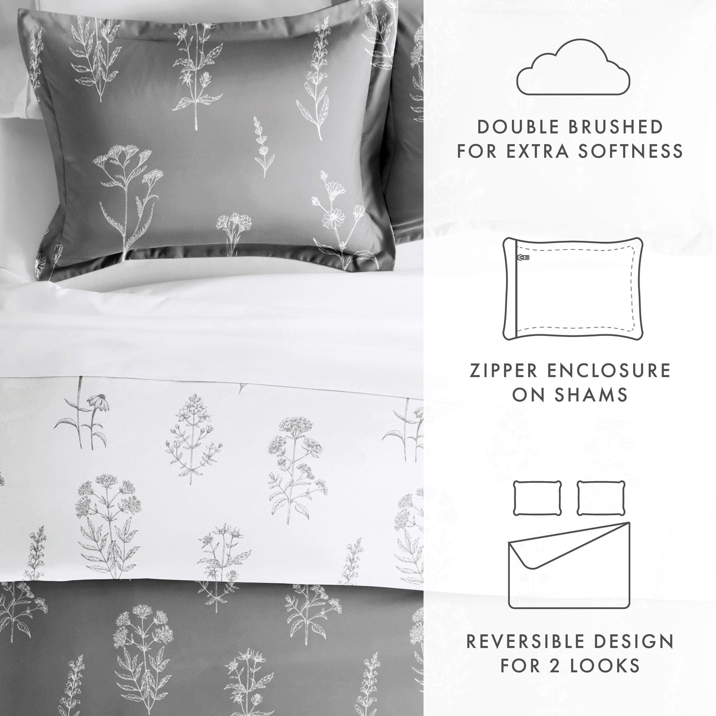 Becky Cameron Ultra Soft Botany Floral 3-Piece Reversible Duvet Cover Set