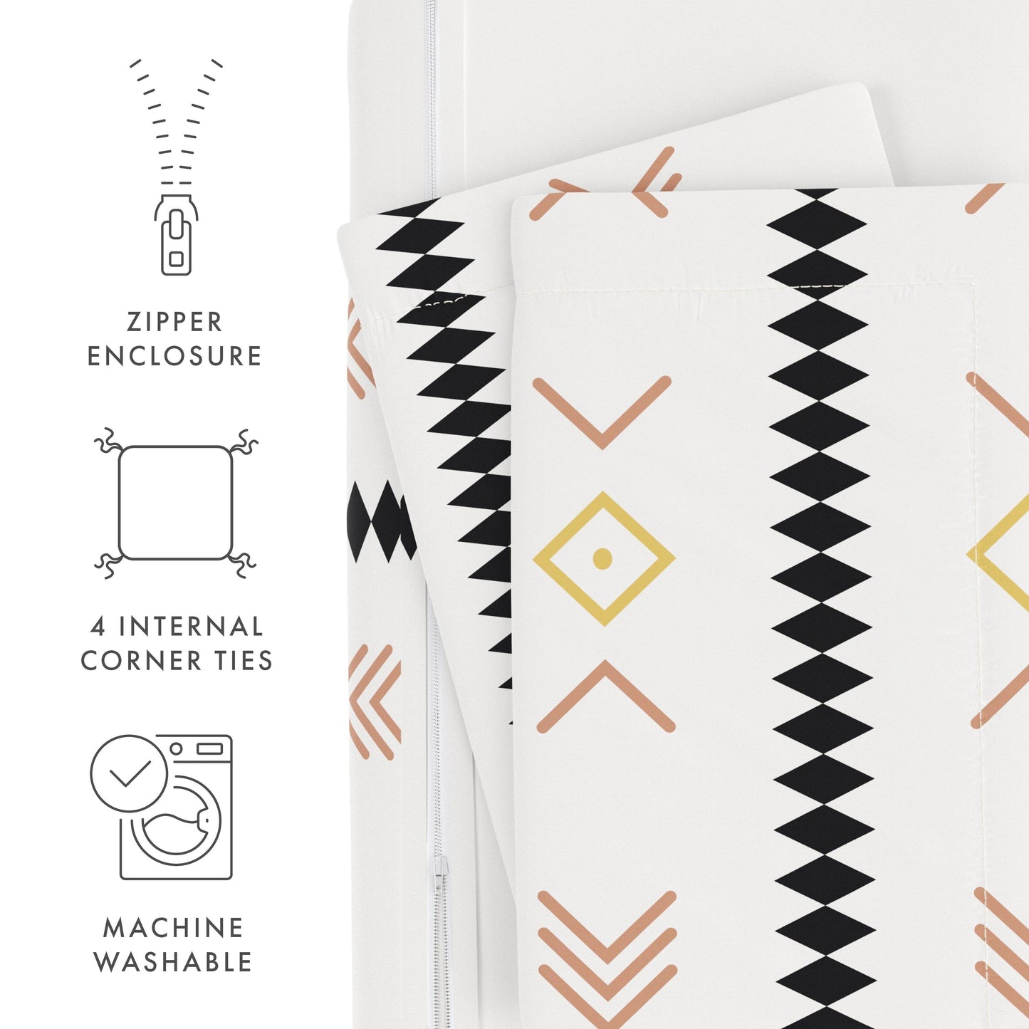 Becky Cameron Natural Geo Lines 3-Piece Duvet Cover Set