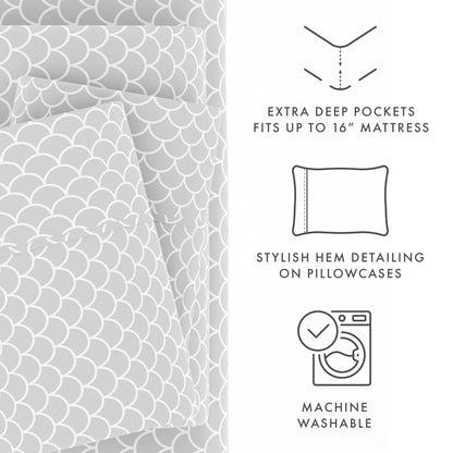 Becky Cameron Ultra Soft Printed 4 Piece Deep Pocket Bed Sheet Set