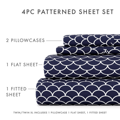 Becky Cameron Ultra Soft Printed 4 Piece Deep Pocket Bed Sheet Set