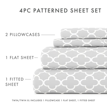 Becky Cameron Ultra Soft Printed 4-piece Deep Pocket Bed Sheet Set