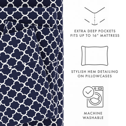 Becky Cameron Ultra Soft Printed 4-piece Deep Pocket Bed Sheet Set