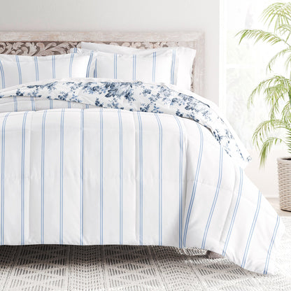 Becky Cameron Cabbage Rose Pattern Reversible Comforter Set