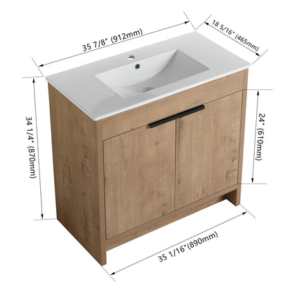 Beingnext 24/30/36 Bathroom Vanity with Sink, Freestanding Bathroom Vanity with Soft Close Door and Adjustable Shelf