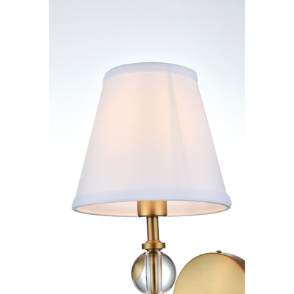 Bella 1 Light Bath Sconce with White Fabric Shade