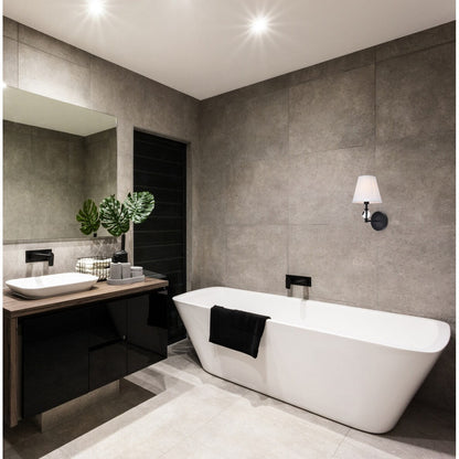 Bella 1 Light Bath Sconce with White Fabric Shade