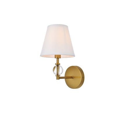 Bella 1 Light Bath Sconce with White Fabric Shade