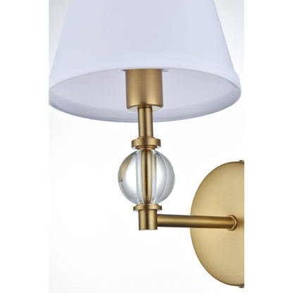 Bella 1 Light Bath Sconce with White Fabric Shade