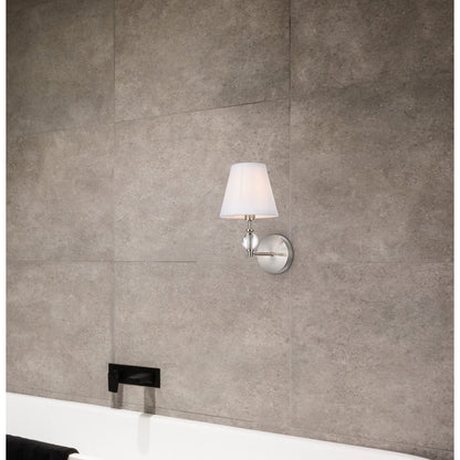 Bella 1 Light Bath Sconce with White Fabric Shade