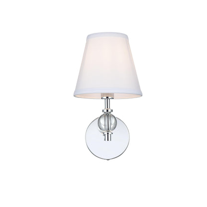 Bella 1 Light Bath Sconce with White Fabric Shade