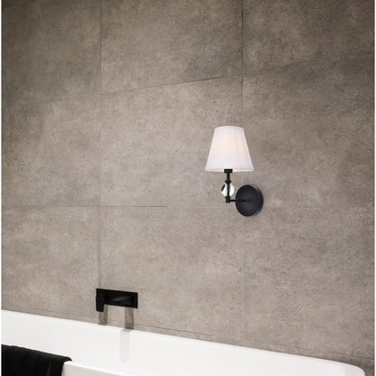 Bella 1 Light Bath Sconce with White Fabric Shade