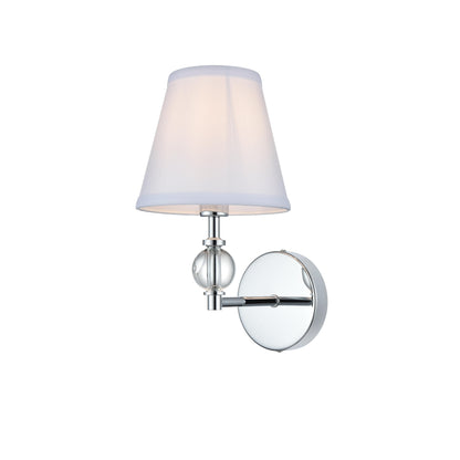 Bella 1 Light Bath Sconce with White Fabric Shade