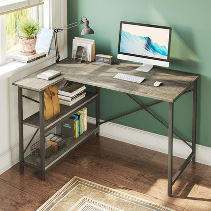Small L Shaped Desk with Storage Shelves Corner Computer Desk