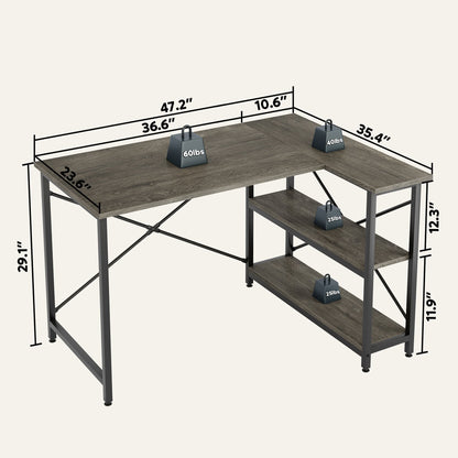 Small L Shaped Desk with Storage Shelves Corner Computer Desk