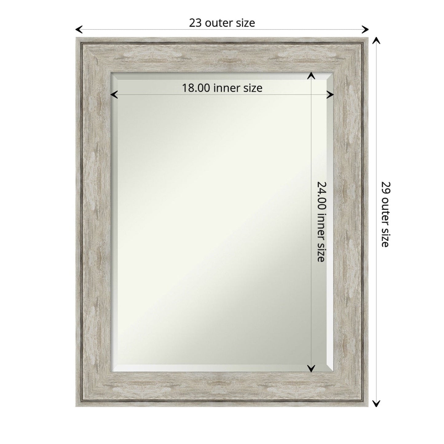 Beveled Bathroom Wall Mirror - Crackled Metallic Frame