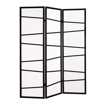 Roundhill Furniture Black 3-Panel Screen Room Divider