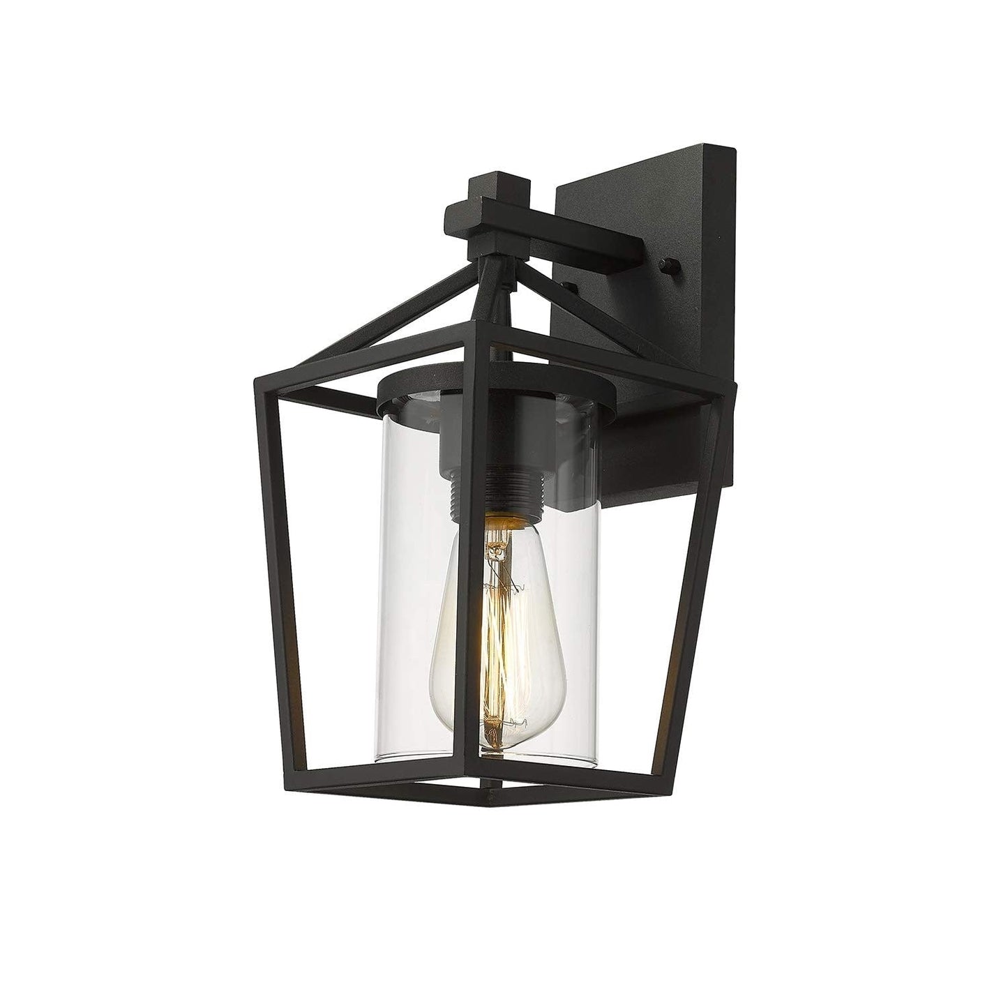 Black Metal/ Glass Outdoor Sconce Lantern Light Set of 2
