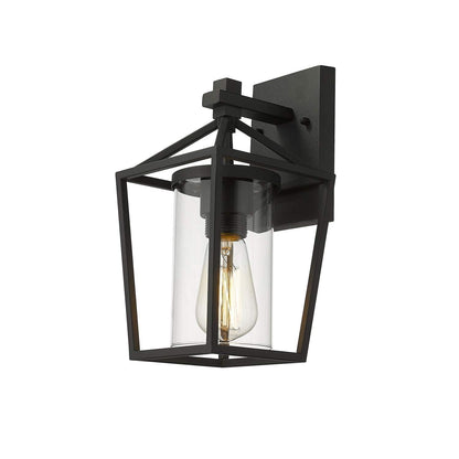 Black Metal/ Glass Outdoor Sconce Lantern Light Set of 2