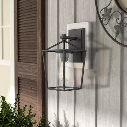 Black Metal/ Glass Outdoor Sconce Lantern Light Set of 2
