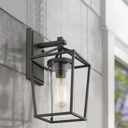 Black Metal/ Glass Outdoor Sconce Lantern Light Set of 2