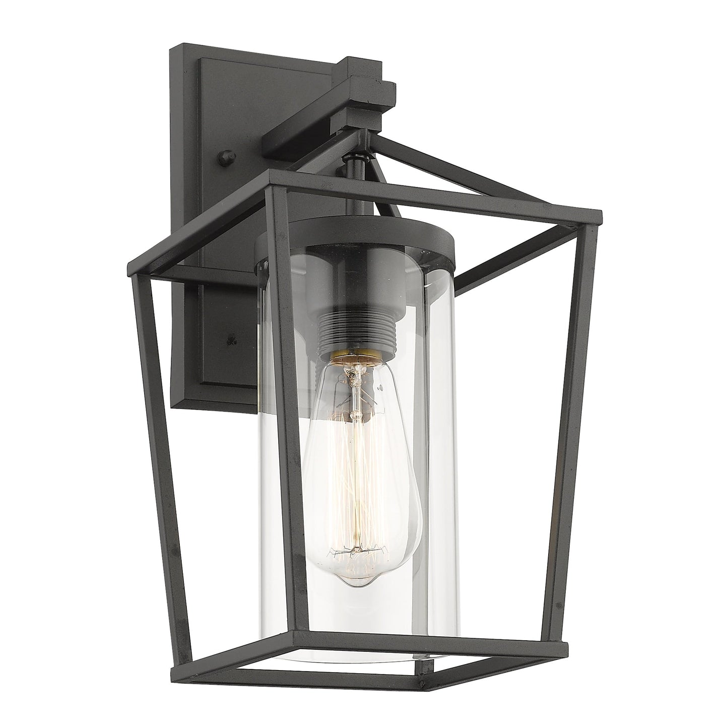 Black Metal/ Glass Outdoor Sconce Lantern Light Set of 2