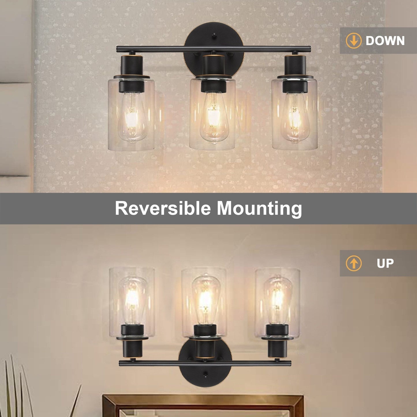 17 in. 3-Light Bathroom Light Fixtures Oil Rubbed Bronze Vanity Light