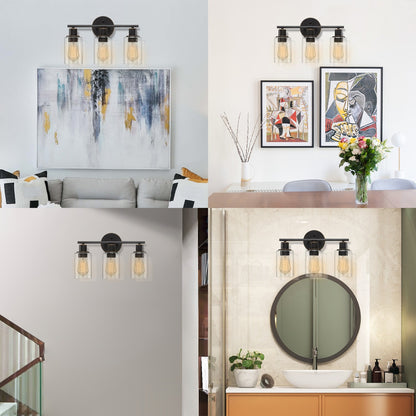 17 in. 3-Light Bathroom Light Fixtures Oil Rubbed Bronze Vanity Light