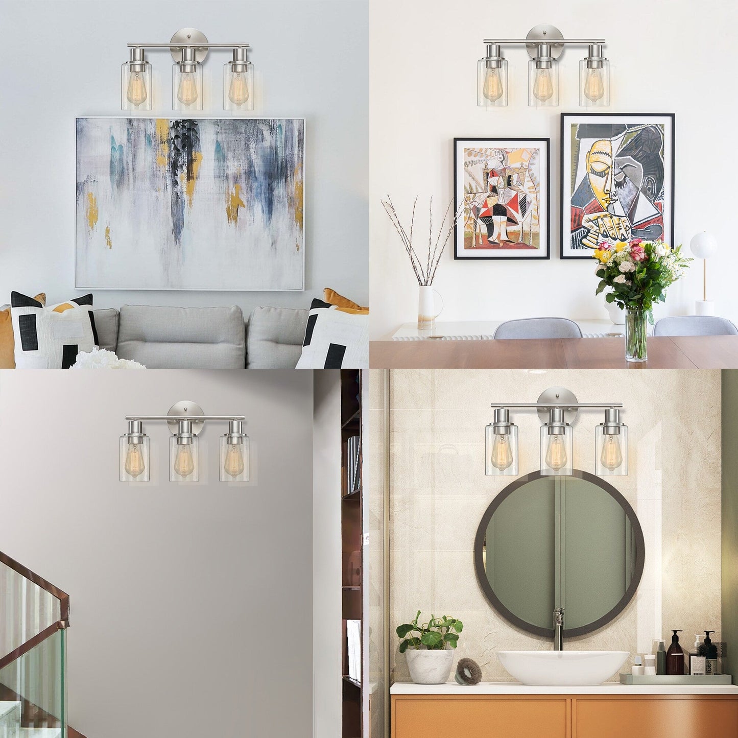 17 in. 3-Light Bathroom Light Fixtures Oil Rubbed Bronze Vanity Light