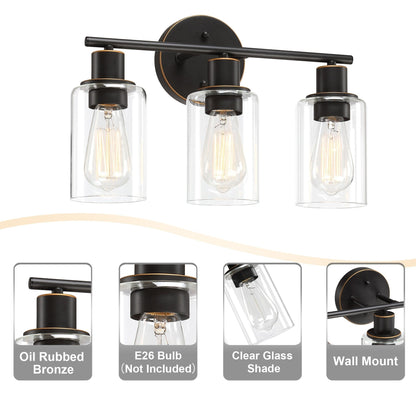 17 in. 3-Light Bathroom Light Fixtures Oil Rubbed Bronze Vanity Light