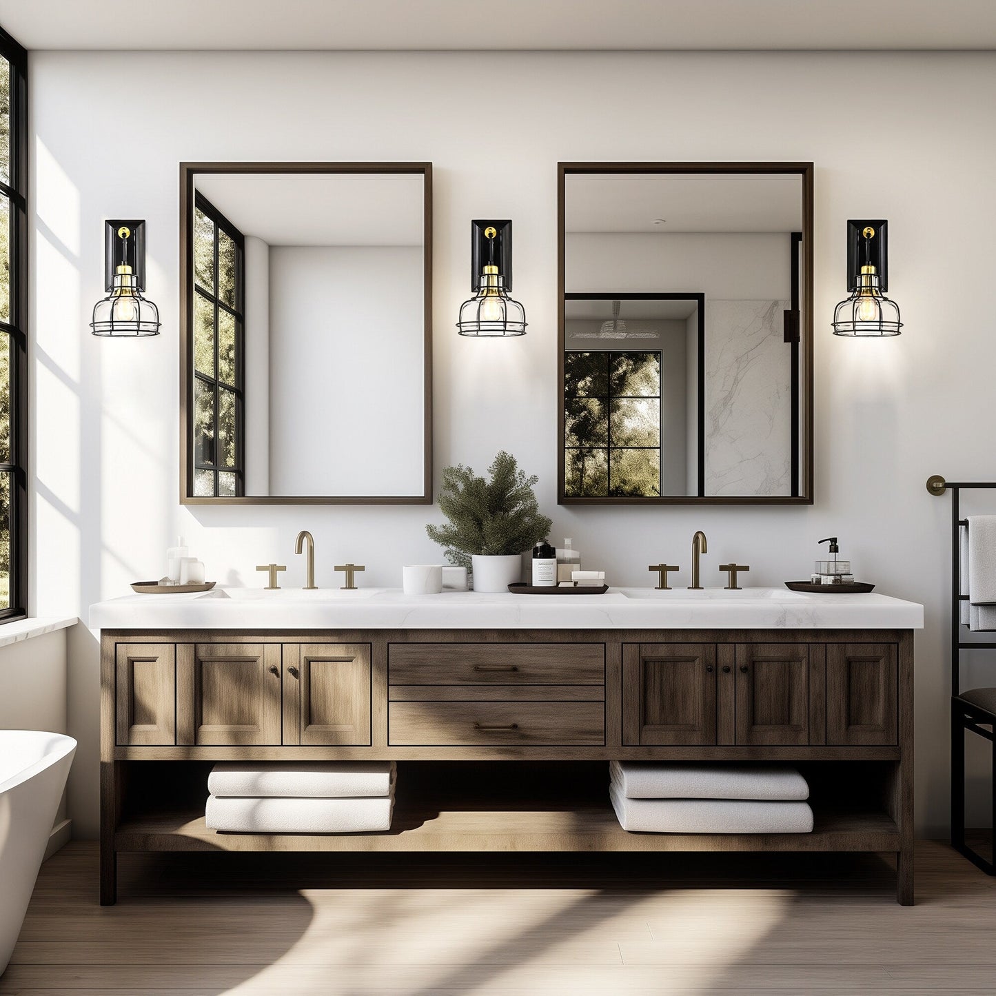 Black and Antique Gold 1-Light Indoor Wall Sconce with Clear Glass