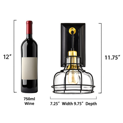 Black and Antique Gold 1-Light Indoor Wall Sconce with Clear Glass