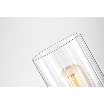 Black and Brushed Nickel 3-Light Vanity with Clear Beveled Glass Shades