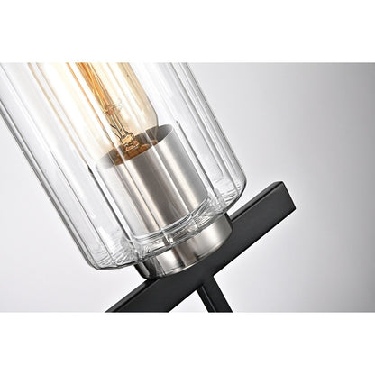 Black and Brushed Nickel 3-Light Vanity with Clear Beveled Glass Shades