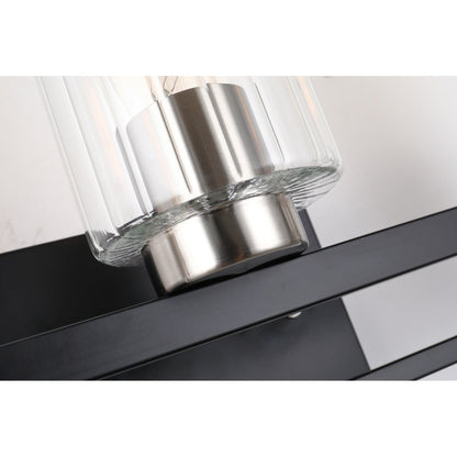 Black and Brushed Nickel 3-Light Vanity with Clear Beveled Glass Shades