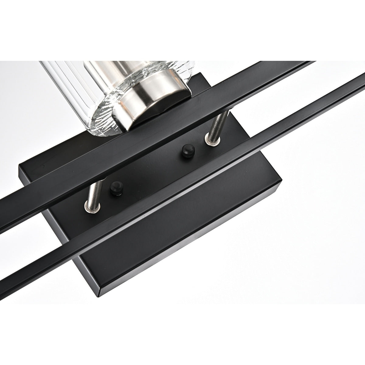 Black and Brushed Nickel 3-Light Vanity with Clear Beveled Glass Shades