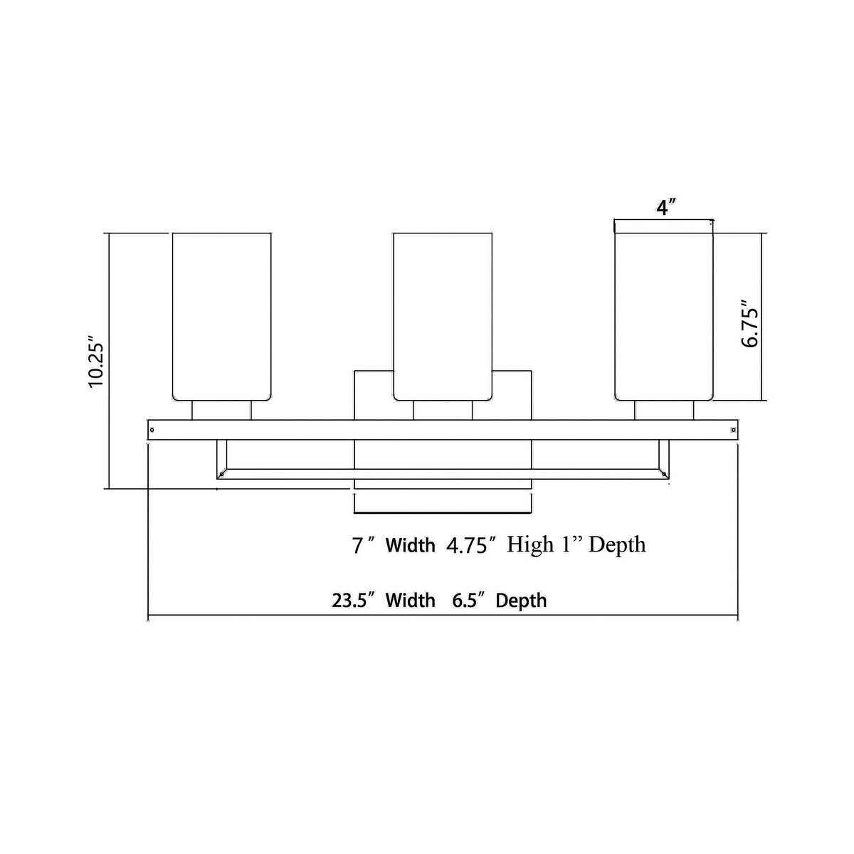 Black and Brushed Nickel 3-Light Vanity with Clear Beveled Glass Shades