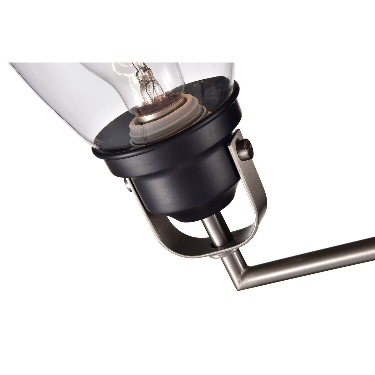 Black and Brushed Nickel Superior 3-Light Vanity Lights with Clear Glass Shades