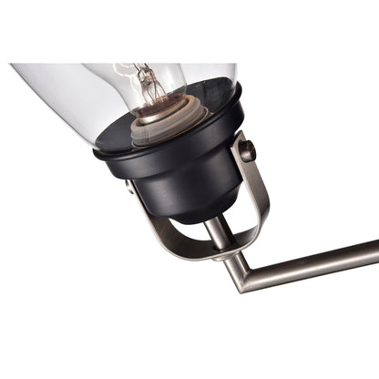 Black and Brushed Nickel Superior 3-Light Vanity Lights with Clear Glass Shades