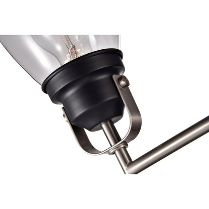 Black and Brushed Nickel Superior 3-Light Vanity Lights with Clear Glass Shades