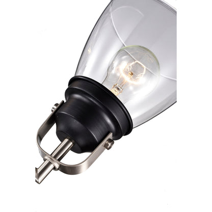 Black and Brushed Nickel Superior 3-Light Vanity Lights with Clear Glass Shades