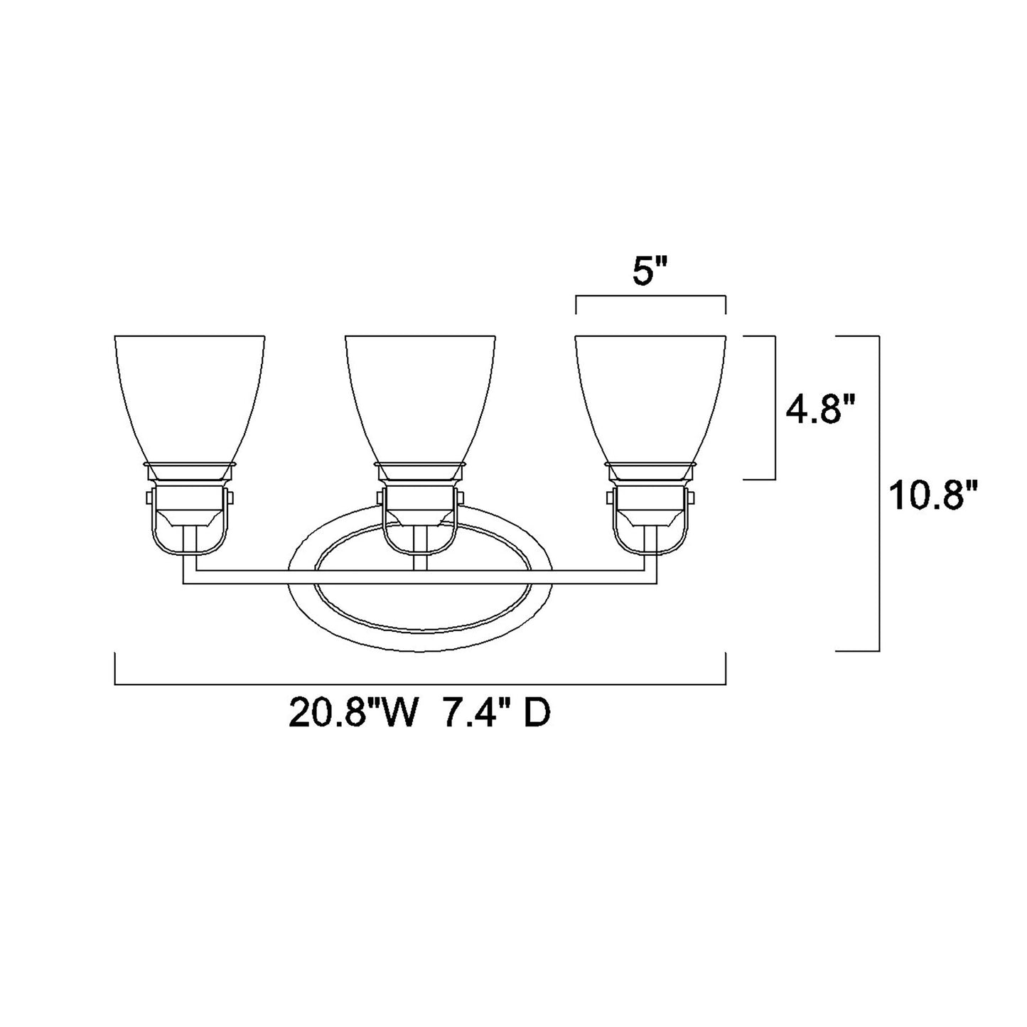 Black and Brushed Nickel Superior 3-Light Vanity Lights with Clear Glass Shades