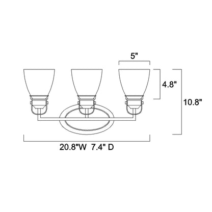 Black and Brushed Nickel Superior 3-Light Vanity Lights with Clear Glass Shades
