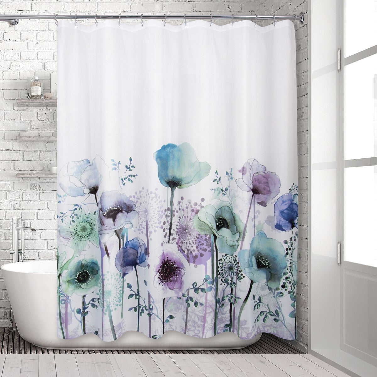 Blue Poppies Shower Curtain