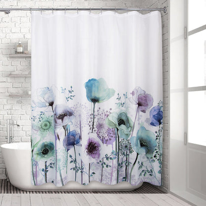 Blue Poppies Shower Curtain